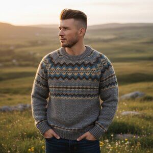 Vintage 90's Boundary Waters Dayton’s Fair Isle Wool Sweater Men’s 38/Medium